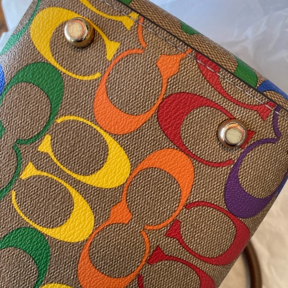 Coach Pride Collection Rowan Satchel – Brown Signature with Rainbow Strap - Picture 16 of 16